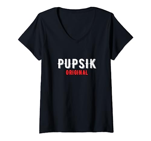 Damen Russisch Po Russki Pupsik - Liebling Schatzi Herz Darling T-Shirt mit V-Ausschnitt von Statement - Pupsik Liebling Schatzi Geschenk