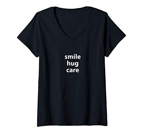 Damen Smile hug care T-Shirt mit V-Ausschnitt von Statement Tees
