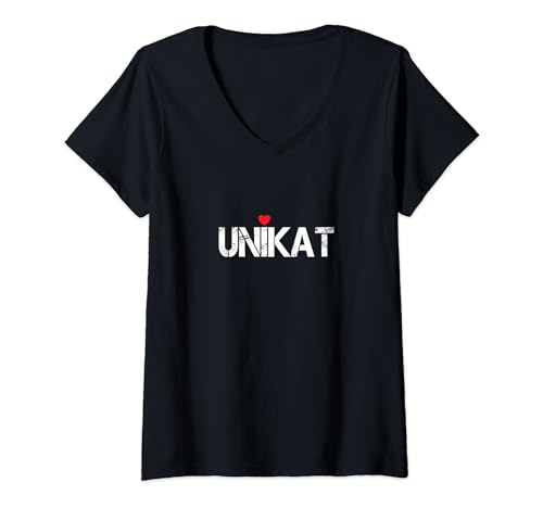 Damen Unikat Herz Liebling Schatzi Darling Schatz Liebster Liebste T-Shirt mit V-Ausschnitt von Statement Unikat Liebes Sprüche Mann & Frau Outfit