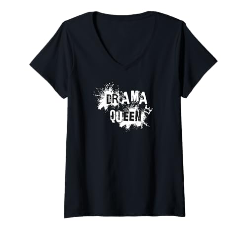 Damen Drama Queen lustiger Spruch Outfit T-Shirt mit V-Ausschnitt von Statement melodrama Vollzeitprinzessin