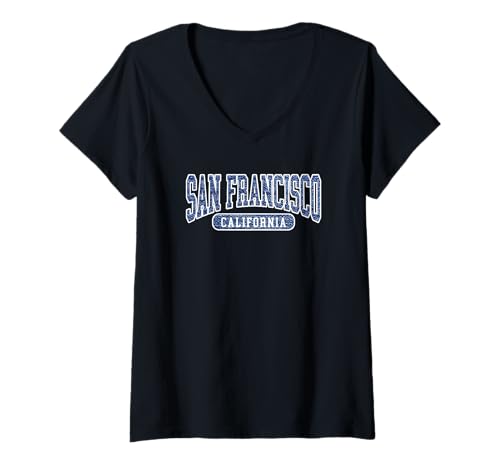 Damen San Francisco California - Vintage Retro Letter T-Shirt mit V-Ausschnitt Damen San Francisco California - Vintage Retro Letter T-Shirt mit V-Ausschnitt von States Of USA