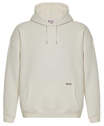 Blank Fitted Oversized Heavy Basic Men Hoodie, Kapuzenpullover mit Fronttasche, Dropped Shoulders Streetwear Hoodie, Baumwolle Premium Herren Pullover (XL, Beige) von Stats