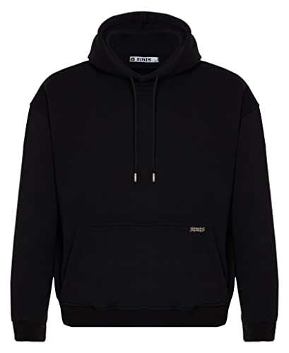 Blank Fitted Oversized Heavy Basic Women Hoodie, Kapuzenpullover mit Fronttasche, Dropped Shoulders Streetwear Hoodie, Baumwolle Premium Damen Pullover (M, Schwarz) von Stats