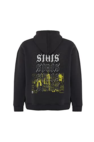 City Fitted Oversized Heavy Men Hoodie, Kapuzenpullover mit Fronttasche, Dropped Shoulders Streetwear Hoodie, Baumwolle Herren Pullover (L, Grau) von Stats