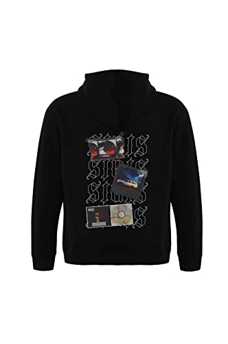 Fever Fitted Oversized Heavy Men Hoodie, Kapuzenpullover mit Fronttasche, Dropped Shoulders Streetwear Hoodie, Baumwolle Herren Pullover (M, Schwarz) von Stats