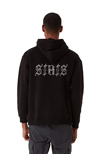 Originals Mono Chrome Fitted Oversized Heavy Men Zip Hoodie, Kapuzenpullover mit Fronttasche, Dropped Shoulders Streetwear Ziphoodie, Baumwolle Premium Herren Pullover (S, Schwarz) von Stats