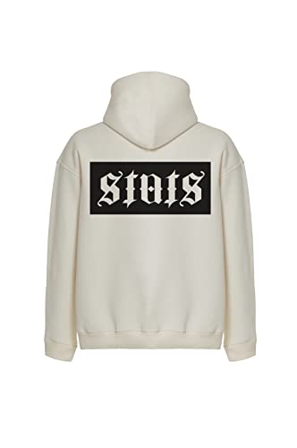 Originals Signature Fitted Oversized Heavy Men Hoodie, Kapuzenpullover mit Fronttasche, Dropped Shoulders Streetwear Hoodie, Baumwolle Premium Herren Pullover (S, Beige) von Stats