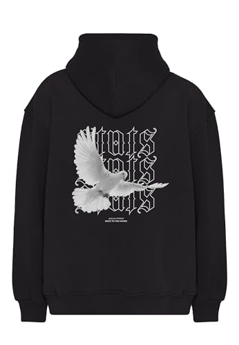 Pigeon Fitted Oversized Heavy Men Hoodie, Kapuzenpullover mit Fronttasche, Dropped Shoulders Streetwear Hoodie, Baumwolle Herren Pullover (3XL, Grau) von Stats