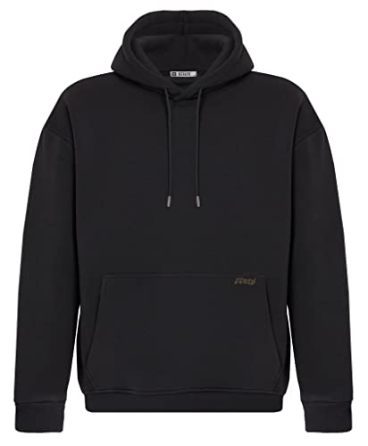 Stats Blank Fitted Oversized Heavy Basic Men Hoodie, Kapuzenpullover mit Fronttasche, Dropped Shoulders Streetwear Hoodie, Baumwolle Premium Herren Pullover (3XL, Grau) von Stats