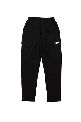 stats Herren Parachute Cargo Hose | Regular Fit Nylon Cargo Pants for Men, Outdoor Cargohosen mit 6 Taschen (M, Schwarz) von stats