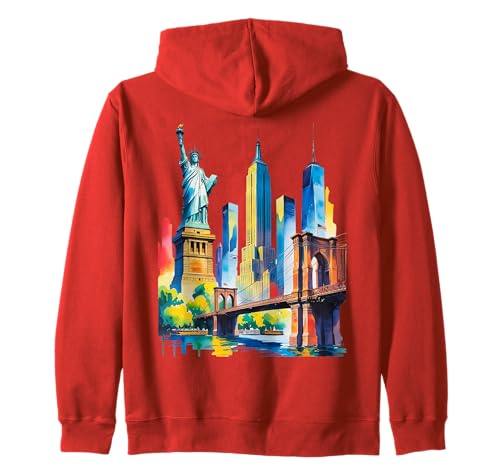 Kreative New York City Icon Pride NYC Skyline Künstlerische Frauen Kapuzenjacke Kreative New York City Icon Pride NYC Skyline Künstlerische Frauen Kapuzenjacke von Statue of Liberty Empire State Brooklyn Bridge Kid