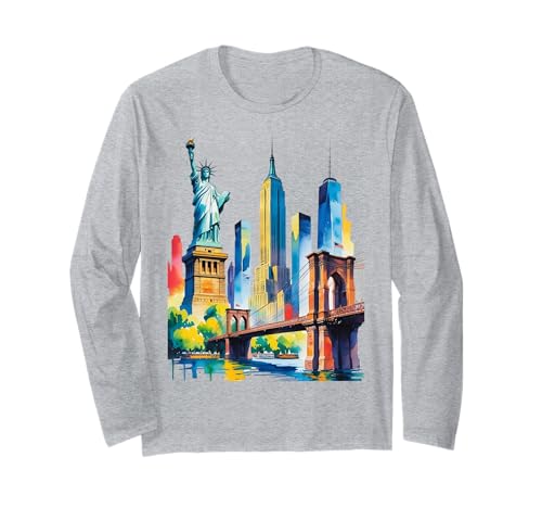 Kreative New York City Icon Pride NYC Skyline Künstlerische Frauen Langarmshirt Kreative New York City Icon Pride NYC Skyline Künstlerische Frauen Langarmshirt von Statue of Liberty Empire State Brooklyn Bridge Kid