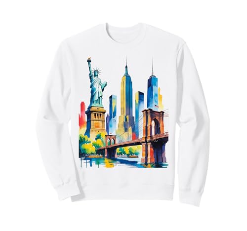 Kreative New York City Icon Pride NYC Skyline Künstlerische Frauen Sweatshirt Kreative New York City Icon Pride NYC Skyline Künstlerische Frauen Sweatshirt von Statue of Liberty Empire State Brooklyn Bridge Kid