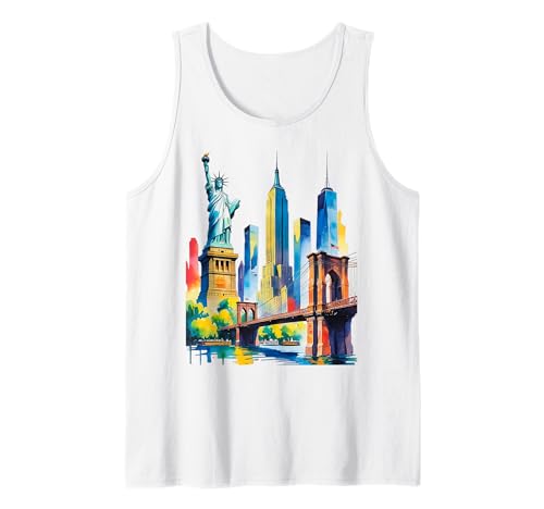 Kreative New York City Icon Pride NYC Skyline Künstlerische Frauen Tank Top von Statue of Liberty Empire State Brooklyn Bridge Kid