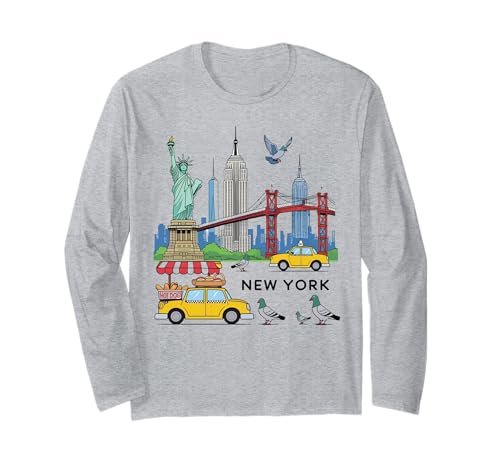 NYC-Souvenir für Kinder, Motiv New York City, USA, gelbe Taxitaube Langarmshirt NYC-Souvenir für Kinder, Motiv New York City, USA, gelbe Taxitaube Langarmshirt von Statue of Liberty Empire State Building Brooklyn