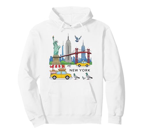 NYC-Souvenir für Kinder, Motiv New York City, USA, gelbe Taxitaube Pullover Hoodie von Statue of Liberty Empire State Building Brooklyn