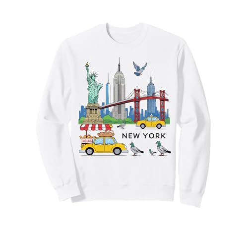 NYC-Souvenir für Kinder, Motiv New York City, USA, gelbe Taxitaube Sweatshirt von Statue of Liberty Empire State Building Brooklyn