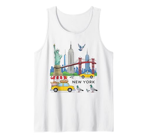 NYC-Souvenir für Kinder, Motiv New York City, USA, gelbe Taxitaube Tank Top von Statue of Liberty Empire State Building Brooklyn