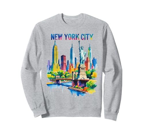 New York City Skyline Art NYC Souvenir Brooklyn Bridge Damen Sweatshirt von Statue of Liberty Empire State Building Brooklyn