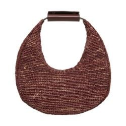Braune Leder-raffia-mondtasche Von Staud von Staud