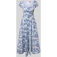 Staud Midikleid mit Karree-Ausschnitt Modell 'WELLS' in Bleu, Größe 30 von Staud