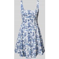 Staud Minikleid mit Karree-Ausschnitt Modell 'MINI WELLS' in Bleu, Größe 42 von Staud