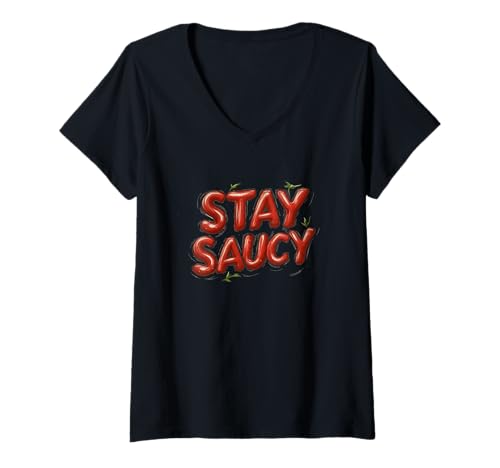 Damen Stay Saucy Speech für Mann und Frau T-Shirt mit V-Ausschnitt Damen Stay Saucy Speech für Mann und Frau T-Shirt mit V-Ausschnitt von Stay Saucy Outfit