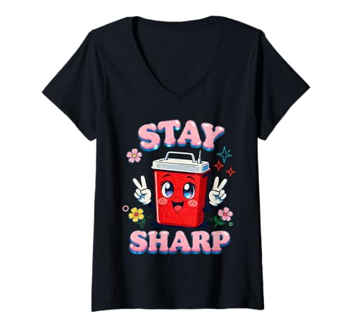 Damen IV PICC Stay Sharp Funny Phlebotomist Infusion Nurse T-Shirt mit V-Ausschnitt Damen IV PICC Stay Sharp Funny Phlebotomist Infusion Nurse T-Shirt mit V-Ausschnitt von Stay Sharp Funny Nurse