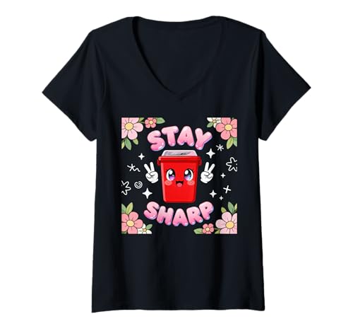 Damen IV PICC Stay Sharp Funny Phlebotomist Infusion Nurse T-Shirt mit V-Ausschnitt Damen IV PICC Stay Sharp Funny Phlebotomist Infusion Nurse T-Shirt mit V-Ausschnitt von Stay Sharp Funny Nurse