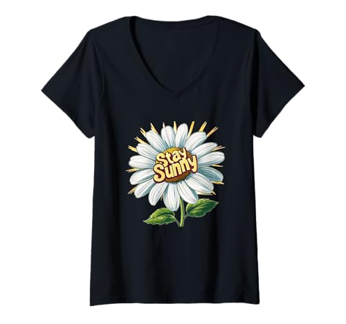 Damen Fantastische Gänseblümchen-Saison mit Kostüm T-Shirt mit V-Ausschnitt Damen Fantastische Gänseblümchen-Saison mit Kostüm T-Shirt mit V-Ausschnitt von Stay Sunny Outfit