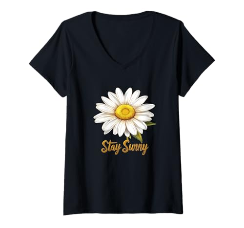 Damen Süßes Sunny Daisy Speech Kostüm T-Shirt mit V-Ausschnitt Damen Süßes Sunny Daisy Speech Kostüm T-Shirt mit V-Ausschnitt von Stay Sunny Outfit