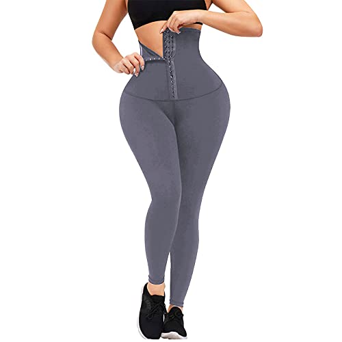 StaySlim Damen Korsett Gym Leggings Bauchweg Sport Leggings mit verstellbarer Taille Trainer Shapewear Slimming Leggings Body Shaper Workout Yoga Hosen, #1 Grau, XL von StaySlim