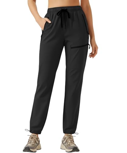 StaySlim Wanderhose für Damen, leichte Cargohose mit Reißverschlusstaschen, schnell trocknend, UV-Schutzfaktor 50, #H Black, XXX-Large von StaySlim