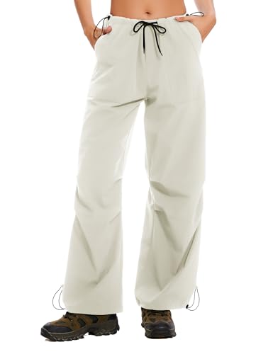 StaySlim Wanderhose für Damen, weites Bein, leicht, Wanderhose, wasserabweisend, Outdoor-Hose, beige, XL von StaySlim