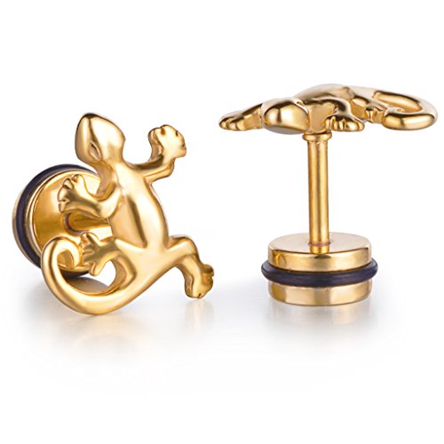 Feilok 1 Paar Unisex Tragus Ohr Helix Cartilage Piercing Stecker Ohrring Eidechse Gecko Echse Ohrstecker Ohrringe, Gold von Feilok