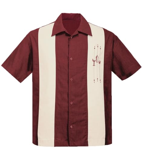 Steady Clothing Hemd The Shake Down Ruby Cream Vintage Bowling Shirt Retro, Größe:XL von Steady