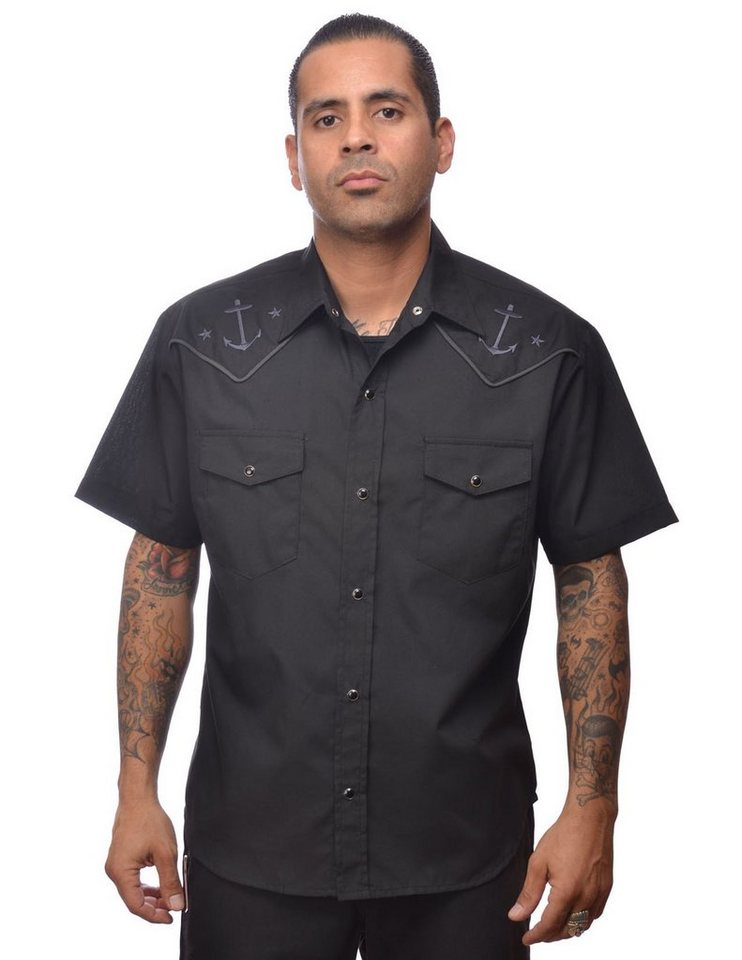 Steady Clothing Kurzarmhemd Black Anchor Western Shirt Vintage Retro von Steady Clothing