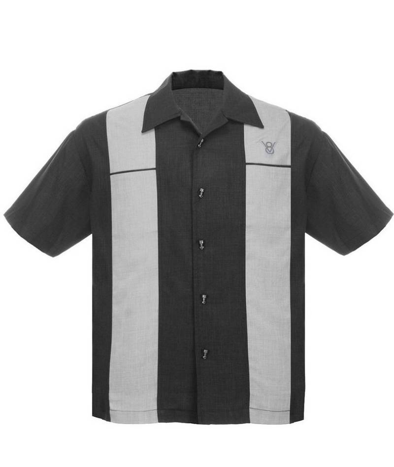Steady Clothing Kurzarmhemd Classy Piston Schwarz Retro Vintage Bowling Shirt Rockabilly von Steady Clothing