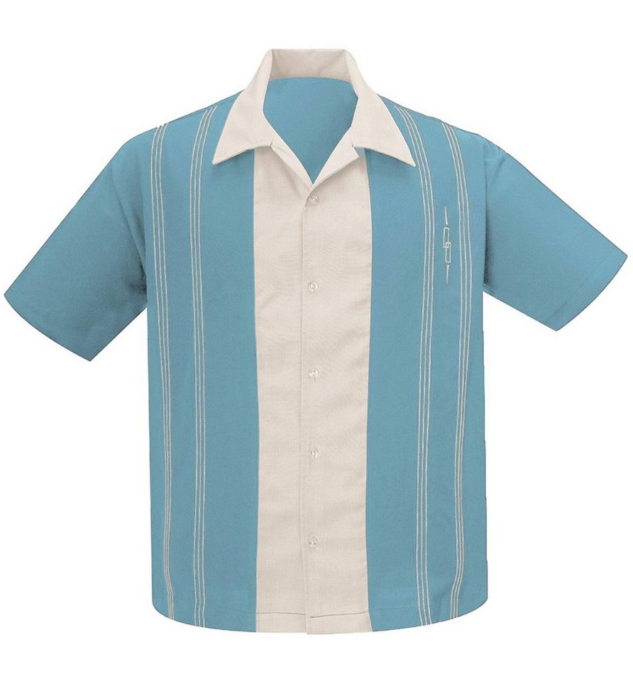 Steady Clothing Kurzarmhemd Harper Babyblau Vintage Bowling Shirt Retro von Steady Clothing