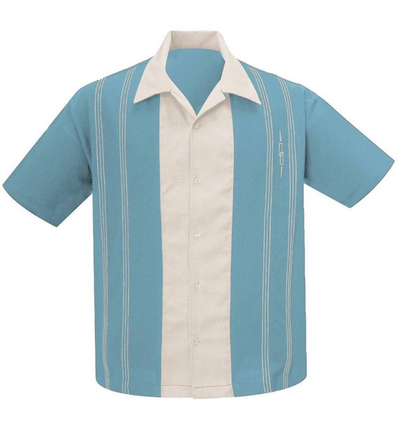 Steady Clothing Kurzarmhemd Harper Babyblau Vintage Bowling Shirt Retro von Steady Clothing