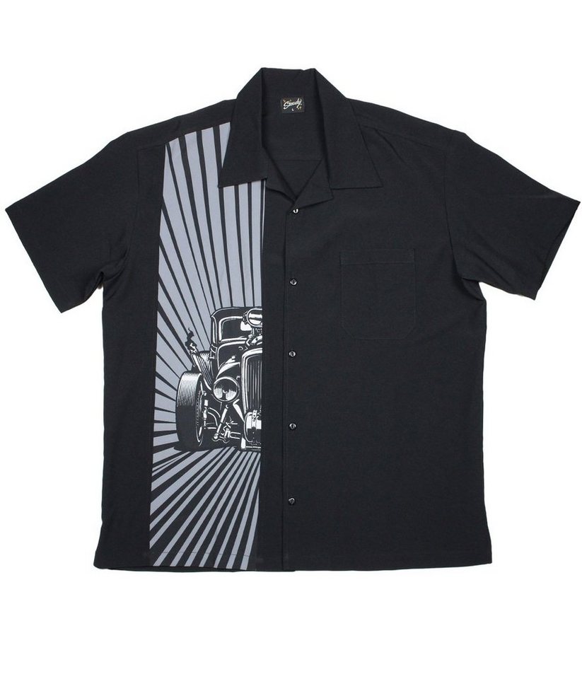 Steady Clothing Kurzarmhemd Hot Rod Burst Retro Vintage Bowling Shirt Rockabilly von Steady Clothing
