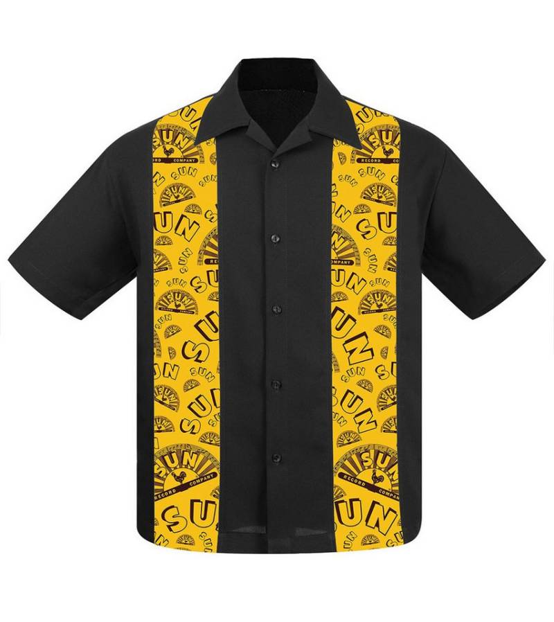 Steady Clothing Kurzarmhemd Logo Mini Panel Sun Records Bowling Shirt Vintage Retro Rockabilly von Steady Clothing