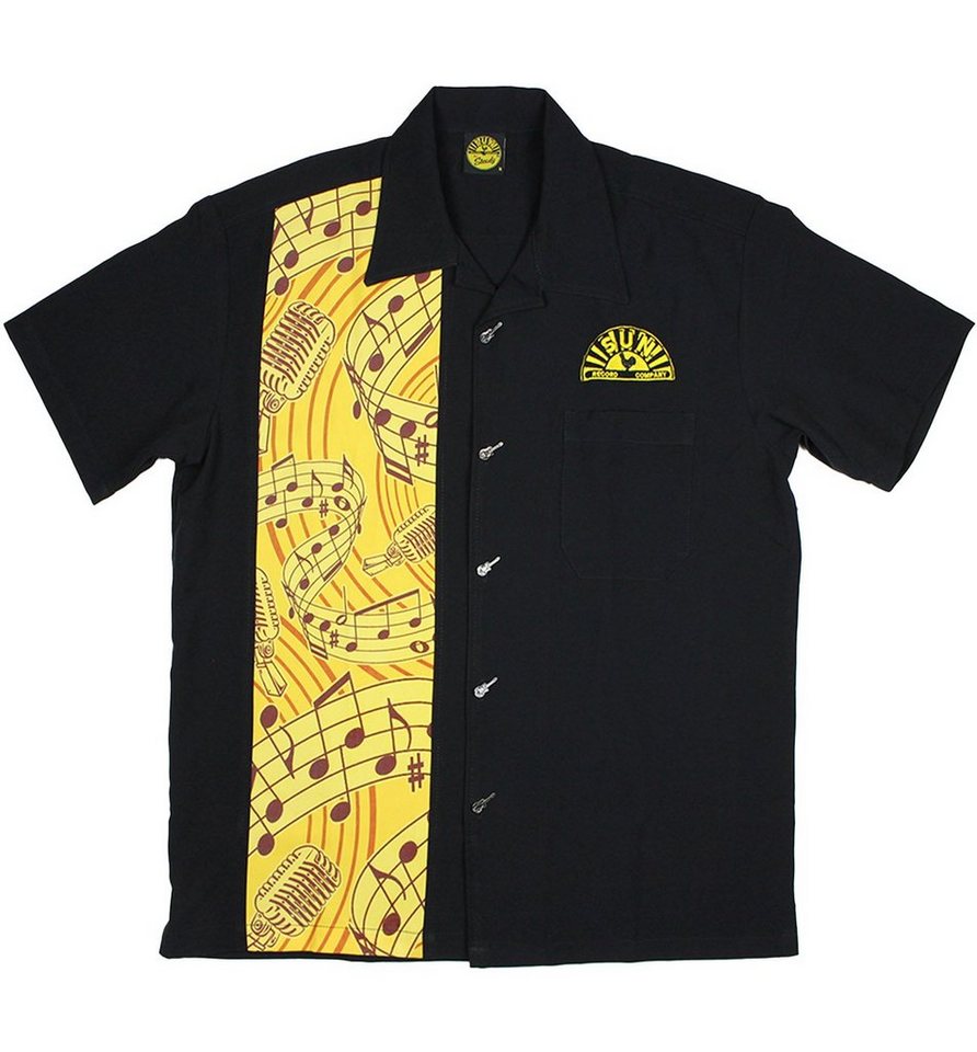 Steady Clothing Kurzarmhemd Musiknoten Vintage Bowling Shirt Retro Rockabilly Sun Records von Steady Clothing