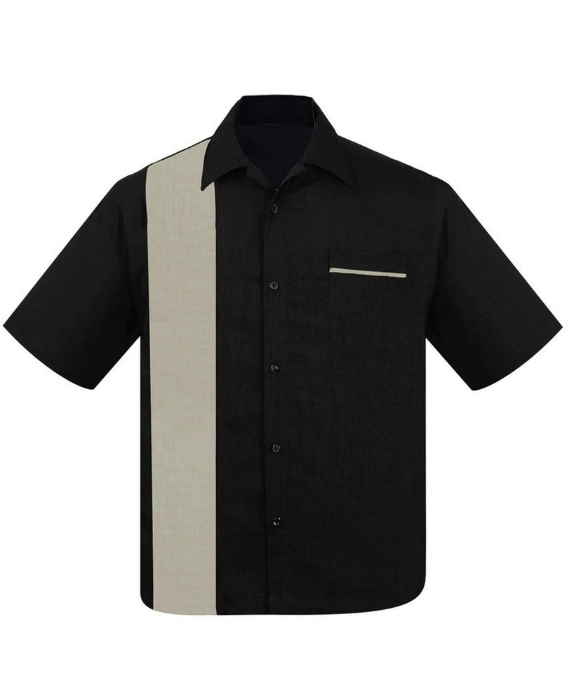 Steady Clothing Kurzarmhemd Pop Check Single Black Sage Retro Vintage Bowling Shirt von Steady Clothing