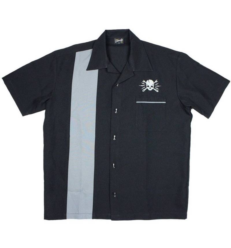 Steady Clothing Kurzarmhemd Skull Wrench Retro Vintage Bowling Shirt Rockabilly von Steady Clothing
