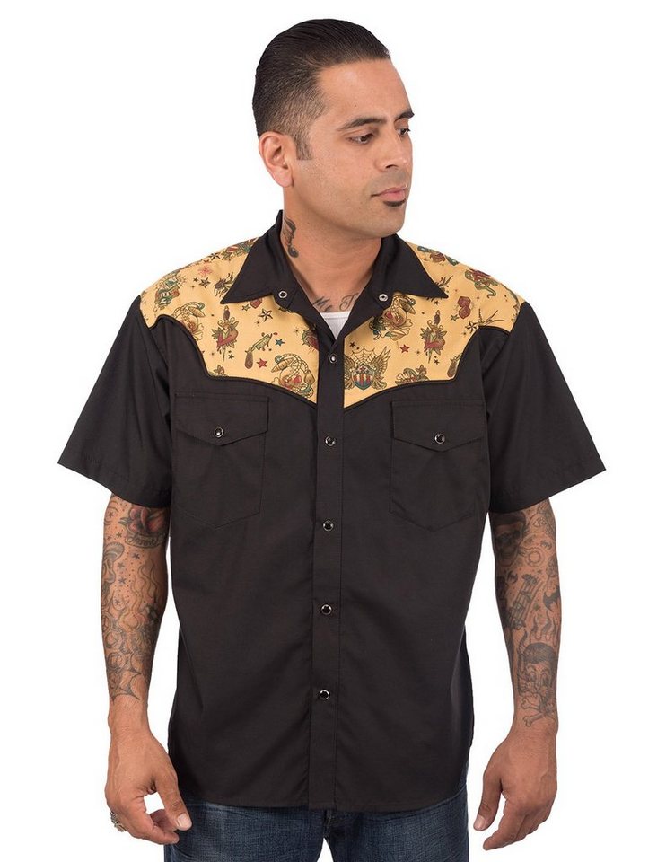 Steady Clothing Kurzarmhemd Tattoo Flash Western Shirt Retro Rockabilly von Steady Clothing