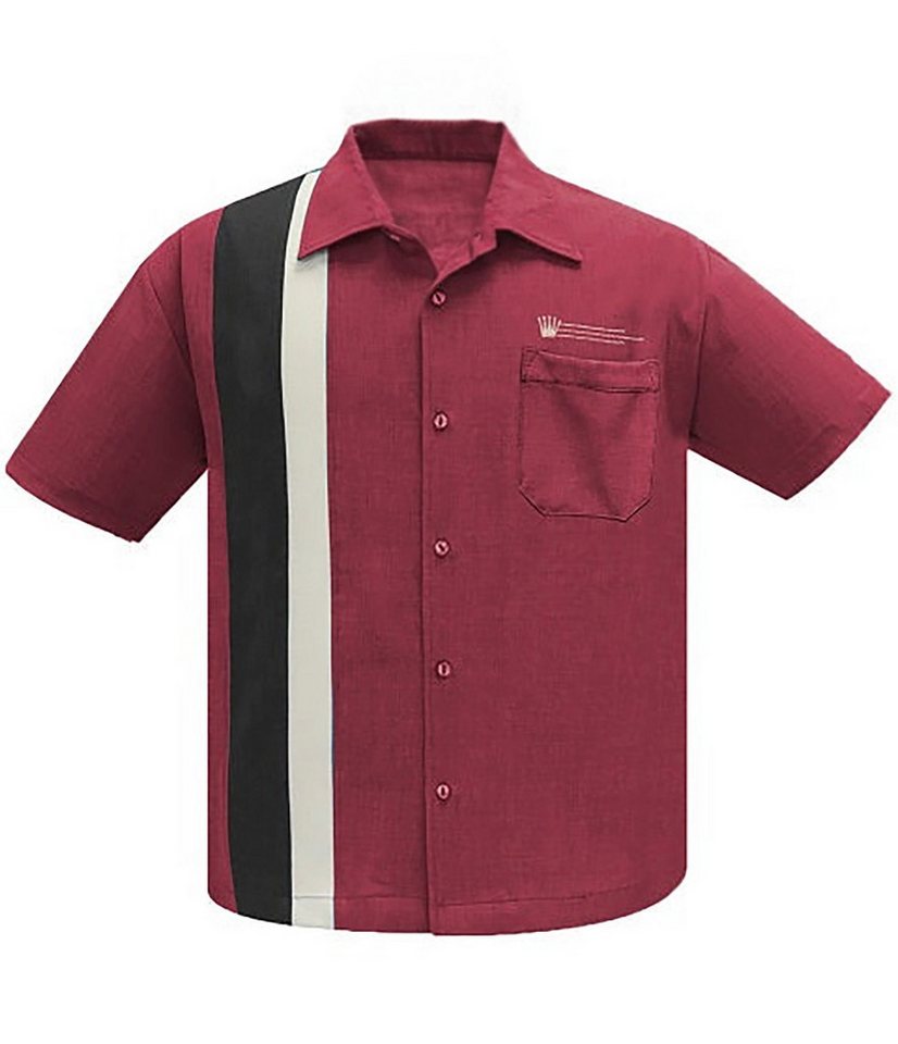 Steady Clothing Kurzarmhemd The Alexander Burgunder Retro Vintage Bowling Shirt Rockabilly von Steady Clothing