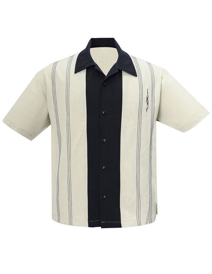 Steady Clothing Kurzarmhemd The Harper Black Stone Retro Vintage Bowling Shirt Rockabilly von Steady Clothing