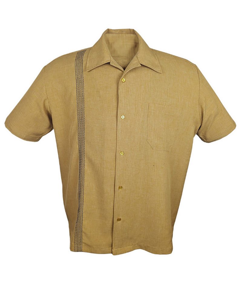 Steady Clothing Kurzarmhemd The Jacob Wheat Senfgelb Vintage Bowling Shirt Retro von Steady Clothing