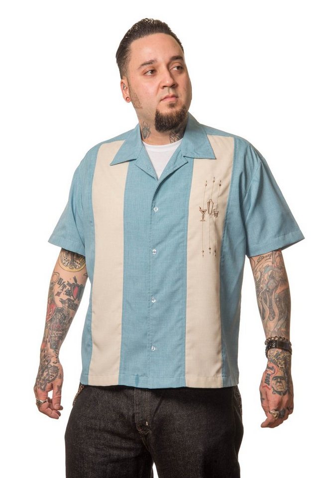 Steady Clothing Kurzarmhemd The Shake Down Sea Foam Retro Vintage Bowling Shirt von Steady Clothing